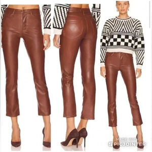 MOTHER The Mid Rise Dazzler Ankle Faux Leather Jeans